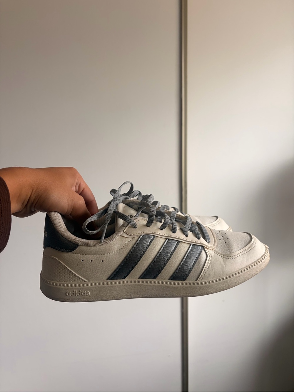 White and Blue Metallic Adidas Sneakers